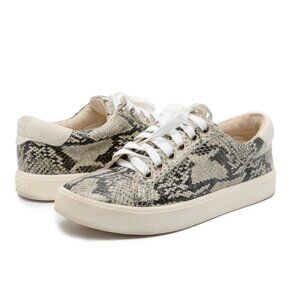 Sam Edelman Ethyl Faux Leather Snake Print Sneaker Grey White Running Shoes